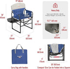 SUNNYFEEL Heated Camping Directors Chair, Heavy Duty,Oversized Outdoor Portable Heating Folding Chair with Side Table, Pocket for Beach, Fishing,Trip,Picnic,Lawn,Concert Foldable Camp Chairs