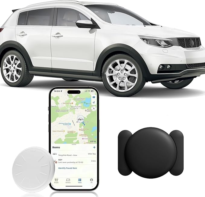 Mini GPS Tracker for Vehicles,No Monthly Fee GPS Tracker with Strong Magnetic Case,Worldwide Car Locator Tracker Work with Apple Find My(iOS Only) (Black,1PCS)