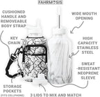 64 Oz Insulated Water Bottle with Strap Stainless Steel Sports Water Bottle with 3 Lids (Straw, Chug and Flip Lid) Leak Proof Metal Half Gallon Jug for Men & Women - White Marble