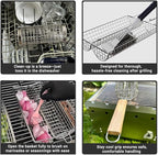 Rolling Grill Basket for Vegetables, Kebabs & Shrimp – 304 Stainless Steel BBQ Accessory with Side-Opening Design, Ideal for Outdoor Cooking & Camping