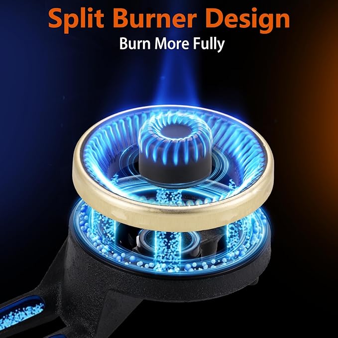 Propane Stove 3 Burner Gas Stove, 34000 BTU High-Efficiency Auto Ignition Tempered Glass LPG Cooktop with CSA Regulator and Hose – for Outdoor Camping, RV, and Emergency Cooking