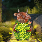 Solar Garden Decor with LED Lights and Hook for Outside Hanging Rural Highland Cattle Solar Lanterns Outdoor Waterproof Hanging