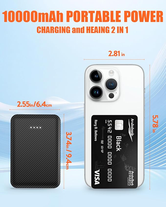 CYCYHEAT 2Pcs 10000mAh Battery Pack for Heated Vest Jacket Coat Pants and Heating Underwear, 5V2A Heated Clothing Replacement Battery Pack