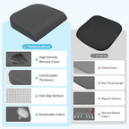 TranquilRelax Large Seat Cushion，Soft Foam Cushion for Long Sitting Hours on Office Chair, Home & Car, Non-Slip Chair Pad for Relieving Back & Sciatica & Hip & Coccyx Pain (Grey)