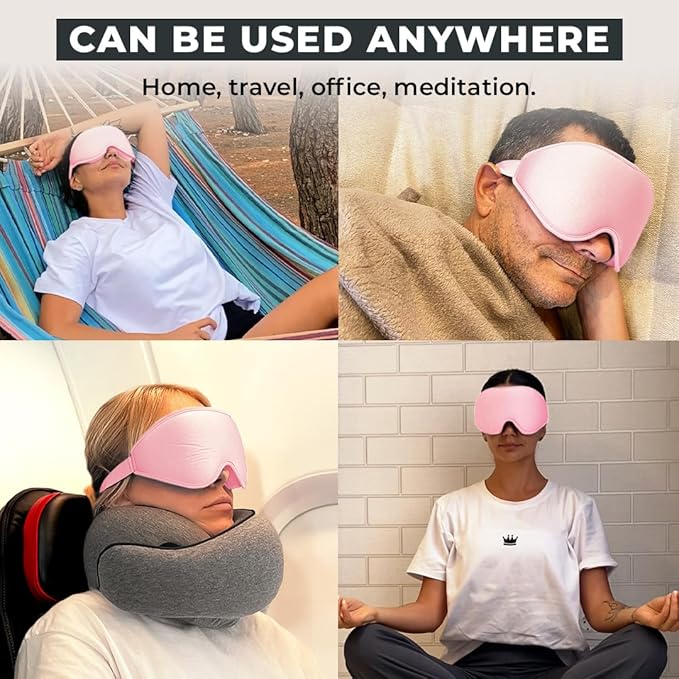 FlyHugz® 3D Travel & Home Sleep Mask | Ultra-Soft, 100% Light-Blocking Eye Mask for Deeper Sleep | Zero Eye Pressure, Adjustable Strap with Nose Bridge Design | Perfect for Travel and Insomnia