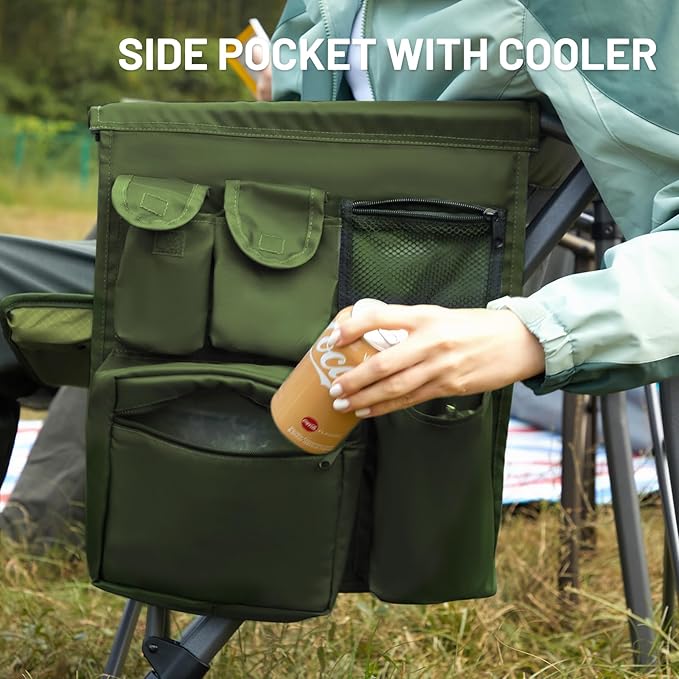 TIMBER RIDGE Oversized Folding Camping Chair High Back Heavy Duty for Adults Support up to 500lbs with Cup Holder, Side Pocket Cooler Bag 2 Pack