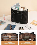 LOVEVOOK Laptop Bag for Women, 15.6 Inch Work Tote Computer Bag With Large Cup Holder, Lightweight Large Laptop Briefcase for Travel, Bussiness, Teacher