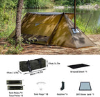 POMOLY Hot Tent Bushcraft Tent, STOVEHUT 20 2.0 Ultralight Shelter with 4 Poles for 1-2 Person Camping, Backpacking (Brown)