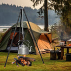 Camping Tripod for Cooking Five-Section Adjustable Campfire Tripod with Adjustable Suspension Chain Suitable for Camping, Campfire,Dutch Oven,Outdoor BBQ (Black)