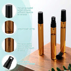 Zhehao 25 Pcs Mini Spray Bottles 10 ml Clear Glass Perfume Bottles Refillable Fine Mist Perfume Atomizer Portable Empty Sample Containers for Cleaning, Essential Oils, Travel (Amber)