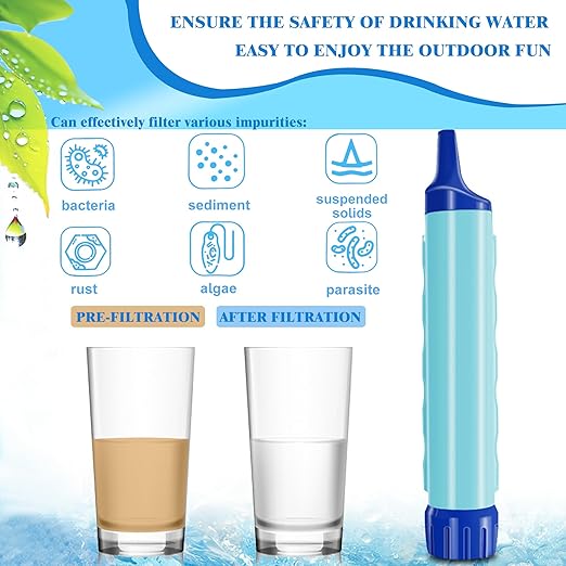 Gravity Fed Water Filtration System with Adjustable Tree Strap, Gravity Bag with Filter Straw, Water Purifier Survival for Travel, Backpacking, and Emergency Preparedness (3L)