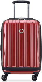 Delsey Luggage Helium Aero, International Carry On Luggage, 19", Front Pocket Hard Case Spinner Suitcase, Brick Red