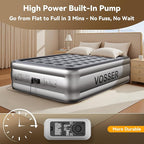 Air Mattress Queen with Built in Pump,Blow Up Mattress in 3 Mins,18'' Raised Self Inflatable Mattress,Portable Airbed for Home,Floor&Travel,Queen Size Air Matress for Adults,660LB Max,Silver