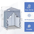 EAGLE PEAK EAGLE PEAK Flex Ultra Compact Pop-up Canopy, Sun Shelter, Changing Room, Portable Privacy Canopy Cabana, 5x5ft Canopy Tent, for Pool, Fashion Photoshoots, or Camping White/Blue