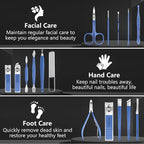 Manicure Set 16Pcs Nail Clippers Set Manicure Kit Professional Stainless Steel Pedicure Kit Nail Care Kit for Women Men with Luxurious Travel Bag, Suitable for Home, Travel, and Salon (Blue)