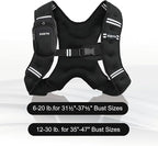 Weighted Vest, 6lb/8lb/12lb/16lb/20lb/25lb/30lb Weight Vest with Reflective Stripe, Weighted Vest for Men Women Workout Equipment for Strength Training, Running, Jogging, Fitness, Weight Loss