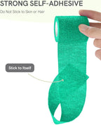 FriCARE Self Adhesive Bandage Wrap, Medical Tape in First Aid Kit, Cohesive Bandages for Wounds Sport Vet, FSA/HSA Eligible, 2 Inches X 5 Yards 6 Rolls, Teal