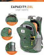 SKYSPER Foldable Small Backpack – 20L Lightweight Hiking Daypack with Chest Belt Packable Travel Rucksack for Women Men