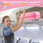 HONEY JOY Kids Luggage, Travel Backpack & Hard Shell Toddler Suitcase, Children Rolling Luggage with Wheels, Retractable Handle & 4 Casters, 2Pcs Carry On Luggage Set for Boys Girls(Pink Horse Girl)