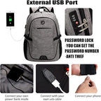 SHRRADOO Anti Theft Laptop Backpack Travel Backpacks with usb Charging Port for Women Men High School College Backpack Computer Bag Fits 17 Inch Laptop,Black