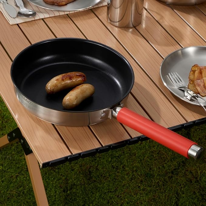 Camping Cookware Set 304 Stainless Steel 16-Piece Pots & Pans,Kettle, Storage Bag,Plates, Bowls, Knives, Forks, Spoons,Compact for Outdoors & Indoors Kitchen Campfire Hiking