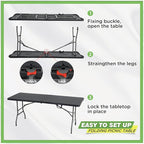 BestOffice Outdoor Folding Camping Table Plastic Table Portable Square Height Dining Table Perfect for Picnics,Parties,Party and Camping,Black