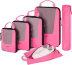 BAGSMART Compression Packing Cubes for Travel, 6 Set/5 Set/4 Set, Compression Suitcase Organizer Bags Set for Suitcases Travel Essentials, Lightweight Packing Organizers