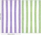CLOWOOD Plush Oversized Beach Towel - Cotton 40 x 70 Inch Large Thick Grass Green Striped Cabana Pool Swimming Towel