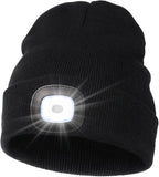 MELASA Unisex Hat with Light, USB Rechargeable Hands Free Headlamp LED Beanie, Winter Gifts for Men Dad Father Husband Him