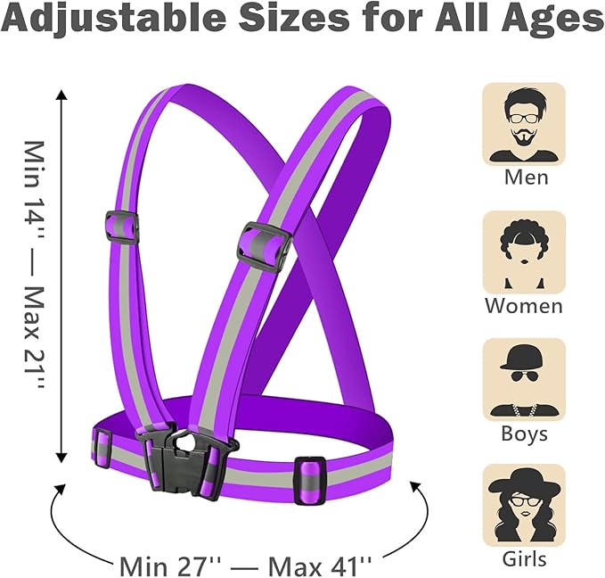 Reflective Strap Safety Vest Gear - 2-10 Pack Adjustable High Visible Reflective Running Gear for Women Men Night