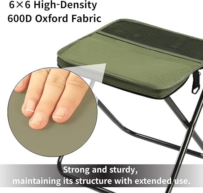 Folding Camp Stool, Lightweight Foldable Camping Stool, Compact Mini Chair for Outdoor Activities, Hiking, Fishing, and Travel, Portable and Durable, Holds Up to 265 lbs (Regular)