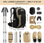 Maelstrom Hiking Backpack,Camping Backpack,40L Waterproof Hiking Daypack with Rain Cover,Lightweight Travel Backpack,Khaki