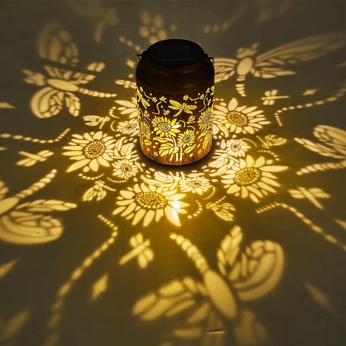 Sunflower Solar Lantern, Birthday Gifts for Women, Outdoor Waterproof LED Decorative Garden Lights for Lawn, Landscape, Patio, Porch Hanging Solar Lights for Ladies, Mom, Grandma