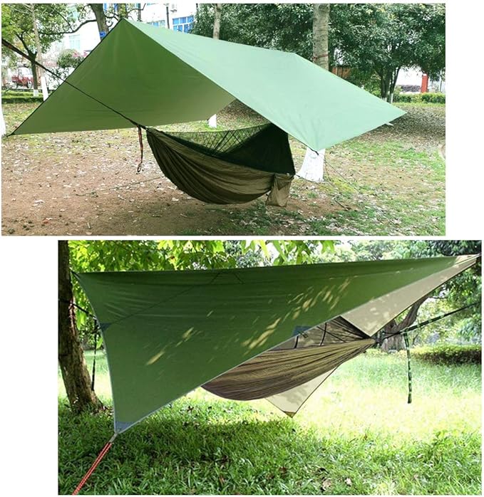 Oversized rain Tarpaulin,Camping Hammock with Mosquito Net Rain Fly Heavy Duty Tree Strap,Single Double Hammock Tent Waterproof Rainfly Set,Camping Backpacking Backyard Patio Hiking Travel Outdoor