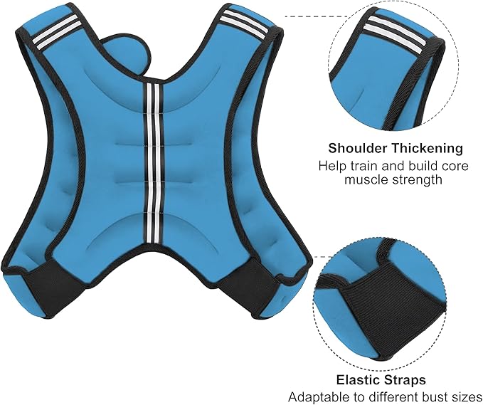 Weighted Vest, 6lb/8lb/12lb/16lb/20lb/25lb/30lb Weight Vest with Reflective Stripe, Weighted Vest for Men Women Workout Equipment for Strength Training, Running, Jogging, Fitness, Weight Loss