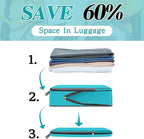 Hosuly 6 Pcs 17.3 x 12.6'' Compression Packing Cube Bag Extra Large Travel Expandable Space Saving Organizers XL for Luggage Storage(Blue)