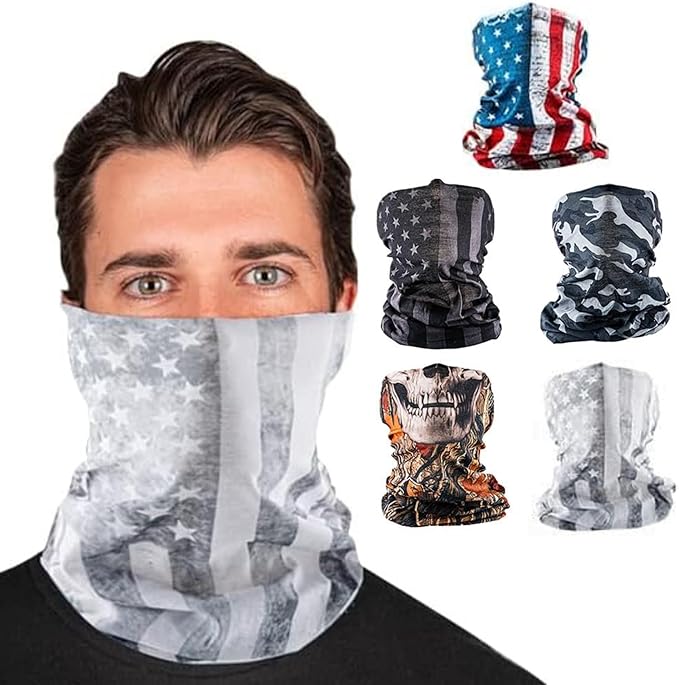 S A Company 5-Pack UV Face Shield | UV 30+ Multipurpose Neck Gaiter Balaclava for Adults