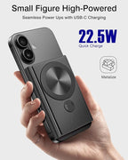 Kesguar Magnetic Portable Charger, 10000mAh 22.5W PD Super Fast Charging Wireless Power Bank. Ultra-Strong Magnet, USB C in&Out Battery Pack for Magsafe, iPhone 17/16/15/13/12 Pro Series