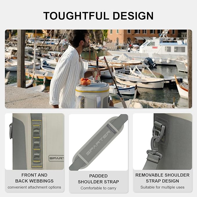 Portable Soft Cooler 12 Cans, IP68 Tizip Leak-Proof Zipper for Camping, Fishing, Beach, Outdoors Insulated Ice Chest with Reusable Ice Pack