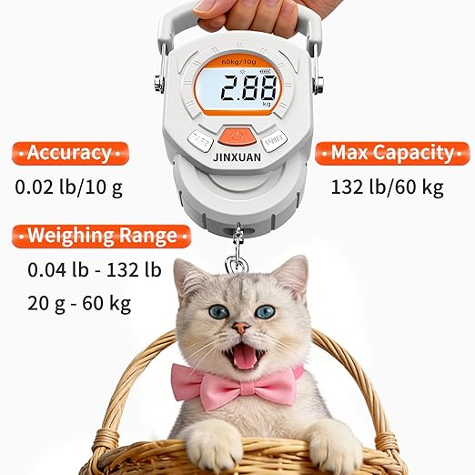 Fishing Scale 132lb/60kg Luggage Scale Digital Fish Scale with Backlit LCD Display, Fish Weight Scale Luggage Weight Scale Hanging Scale with 4 Units USB Cord, Fishing Accessories Fishing Gift