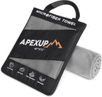 APEXUP Microfiber Travel Towel, Ultra Absorbent Quick Dry Towels, Lightweight Gym Sports Camping Towel for Workout, Yoga, Beach, Shower, Swimming (72"×40", Gray)