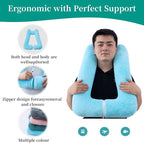 Travel Pillow Upgraded Version of Aircraft Travel Neck Pillow with Storage Bag, Sleep Pillows for Travel by Train, Car, or Plane, Supporting The Head and Body, Travel Pillow for Kids Blue