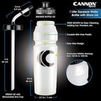 Cannon Sports 1 Liter Sports Water Bottle, BPA-Free, 34 Oz Capacity, Large Mouth, 2 lids (Straw and Squeeze), Great For Helmet Sports Such As Hockey, Lacrosse, Football, Boxing (2 Pack) (Clear)