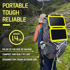 SunJack – 15 Watt Foldable Solar Panel, ETFE Monocrystalline Portable Solar Panel with USB-C and USB-A, IP67 Waterproof Solar Panels for Camping, Backpacking, Hiking and Travel