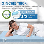 KingChii CertiPUR-US Memory Foam Camping Mattress, Portable Roll Up Travel Car Camping Mattress Sleeping Pad & Floor Mattress, Cot Mattress Guest Bed for Sleepover with Waterproof Cover & Travel Bag