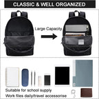 SUPACOOL Lightweight School Backpack with Pencil Pouch, Backpack for School Boys and Girls(Black backpack set)