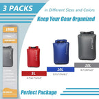 Frelaxy Dry Bag 3-Pack/5-Pack, Ultralight Dry Sack, Outdoor Bags Keep Gear Dry for Hiking, Backpacking, Kayaking, Camping, Swimming, Boating