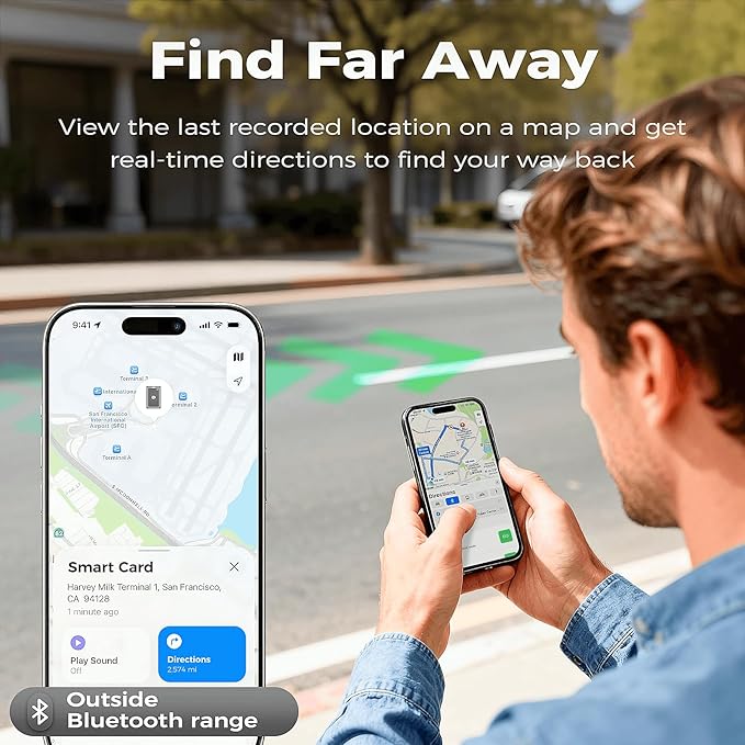 [2026 New] Wallet Tracker Card for Apple Find My (iOS Only) - Ultra Slim Rechargeable Bluetooth Tracker, IP68 Waterproof Smart Finder & Item Locator for Keys, Wallet, Bags, Luggage Tags（1- Pack）