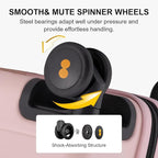 LEVEL8 Pink Suitcase with Spinner Wheels, Carry on Luggage Airline Approved, Suitcase for women Men, Lightweight Luminous Textured, Tsa Lock, 20 Inch