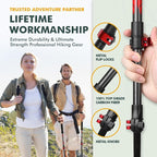 KINGGEAR TPC 100% Carbon Fiber Hiking Poles, Telescopic Retractable Nordic Trekking Poles, Ultra Lightweight Nordic Walking Stick, Metal Flip Locks, Cork and Extended EVA Handle